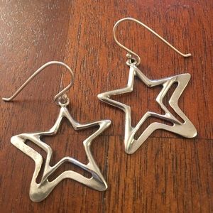 Real Silver Star Earrings